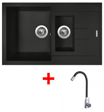 Sinks AMANDA 780.1 Metalblack + Elasta nerez/černá 